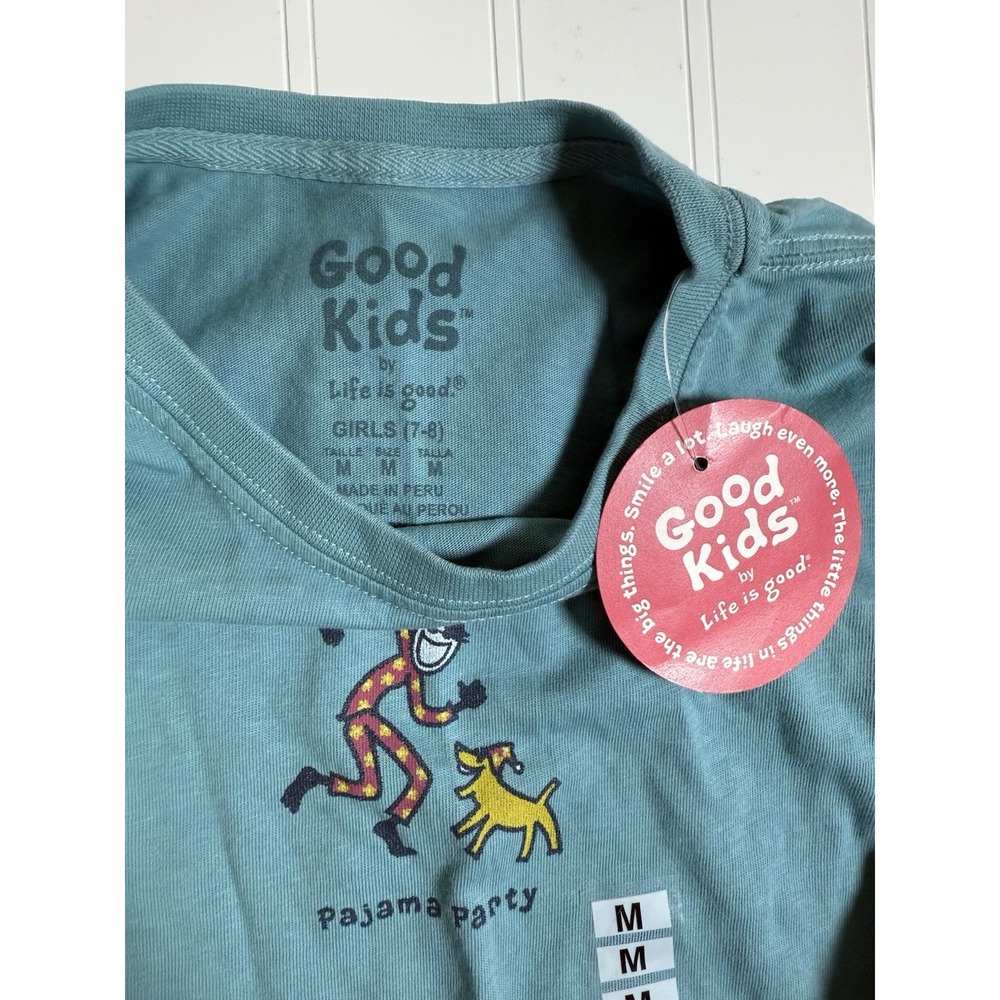 LIFE IS GOOD-Good Kids Girls Long‎ Sleeve Shirt Blue Pajama Party New Sz Medium